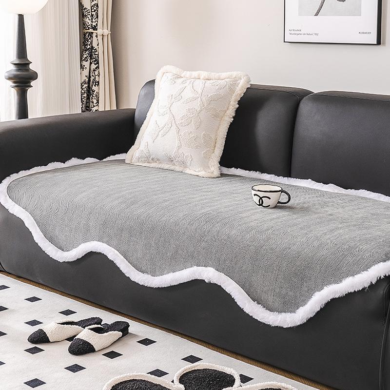 Chenille Herringbone Shaped Plush Sofa Cushion Autumn and Winter Thickening Sofa Cover Cushion