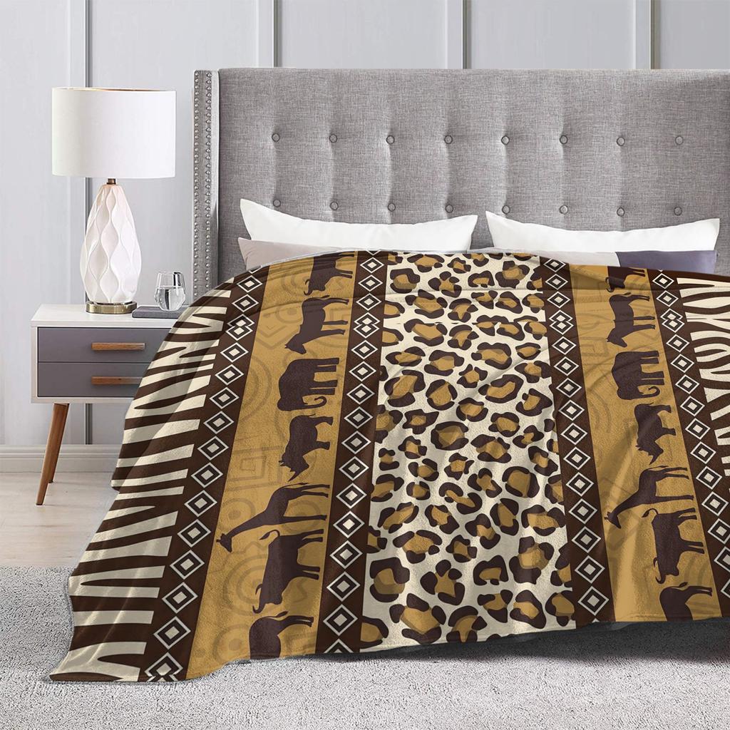 Traditional Ethnic Tribal Pattern Fleece Throw Blanket Kizomba Blankets for Home Travel Ultra-Soft Bedroom Quilt,