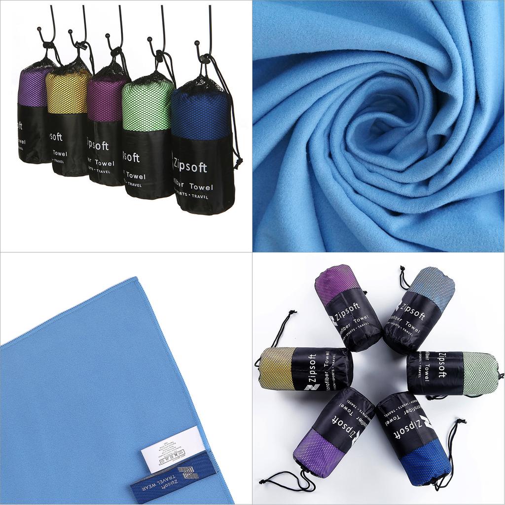 Microfiber Portable Beach Towel Dry Fit Quick Drying Gym Towel with Mesh Bag for Sports