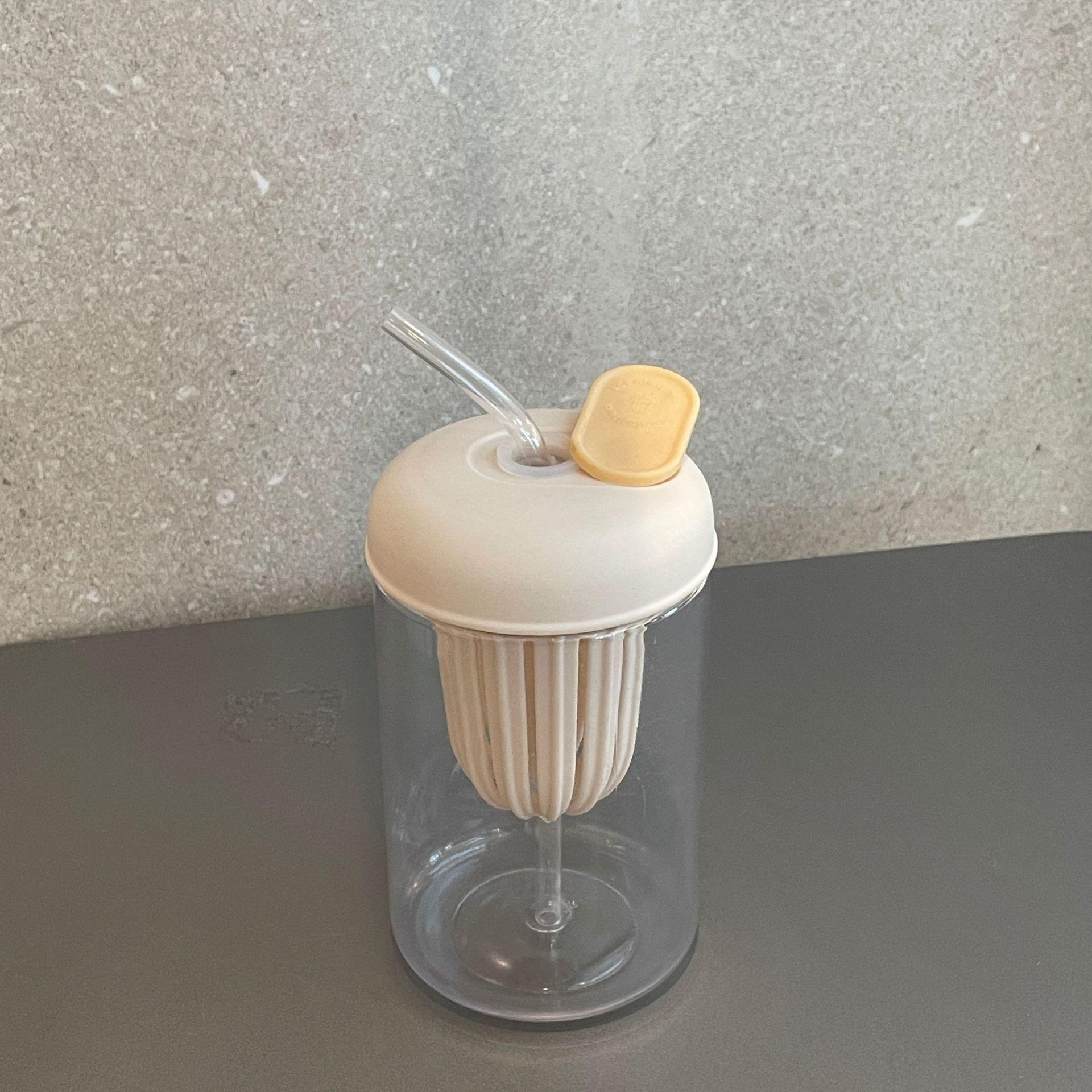 

1 шт. Прозрачный ПК Стакан для воды с соломинкой Защита от падения Двухслойный Изолированный Листья чая Герметичный Дорожный стакан для в дороге чистый