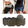Western Adult Waist Belt with Adjustable Buckle Unique Metal Rivets Waistband PU Waist Belt for Rock Fan Wear Resistant