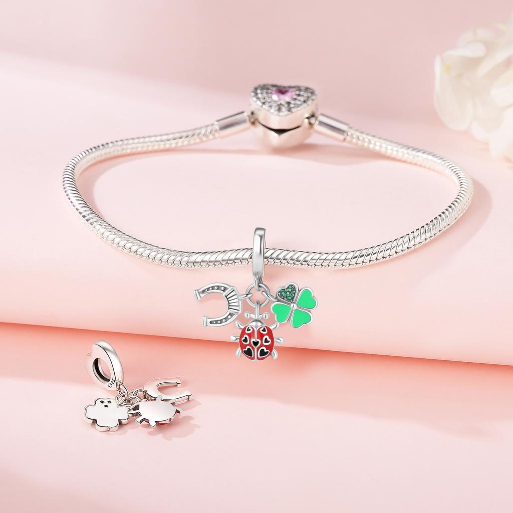 Korálky Měděné Přívěsky Originální Beruška Čtyřlístek Přívěsek Korálky Pasují na Náramek Šperky Diy Dámský Dárek Doplněk