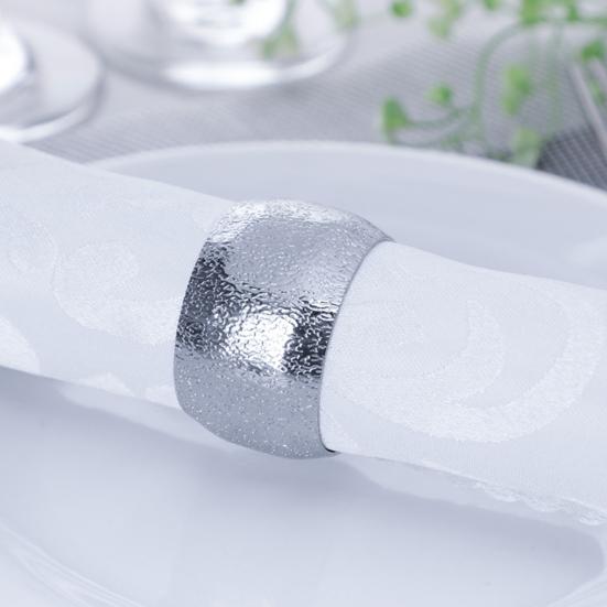 Metal Napkin Ring Golden Silver-color Frosted Hammer Pattern Dinner Napkin Holder Buckle Birthday Wedding Holiday Party Dining Table Decoration