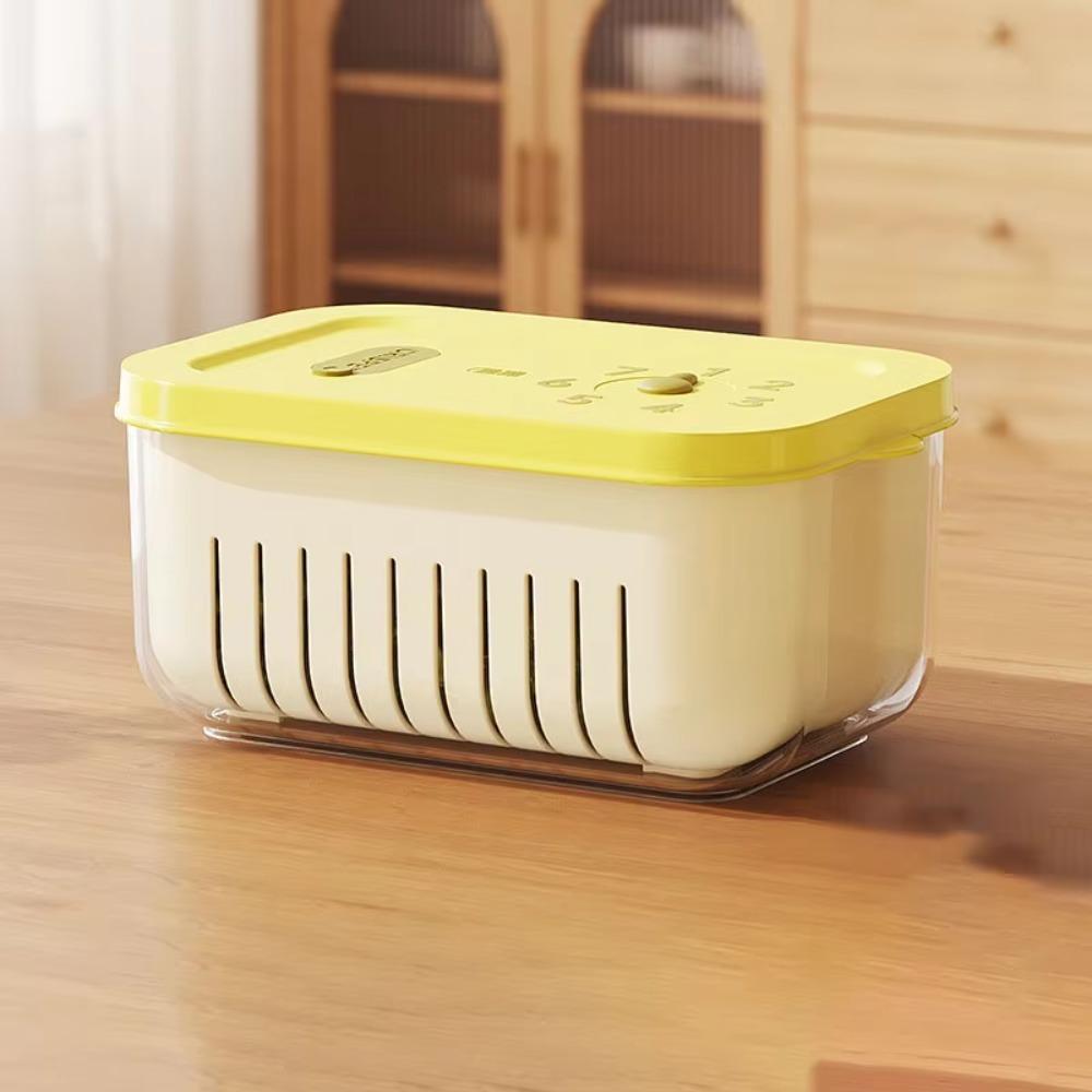 

Reusable Refrigerator Sealed Box with Drain Food Storage Box New Vegetable Container Fruit жёлтый