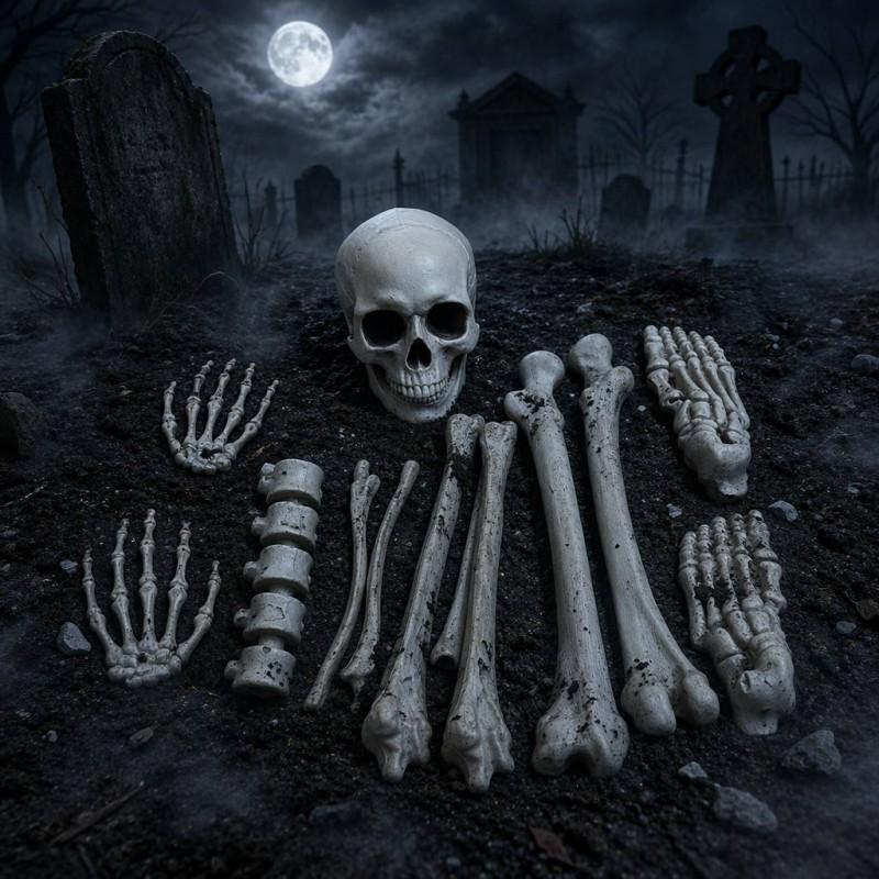 Halloween Decorative Skeleton Bone Set 12 Pieces PE Material Haunted House Escape Room Bar Party Display
