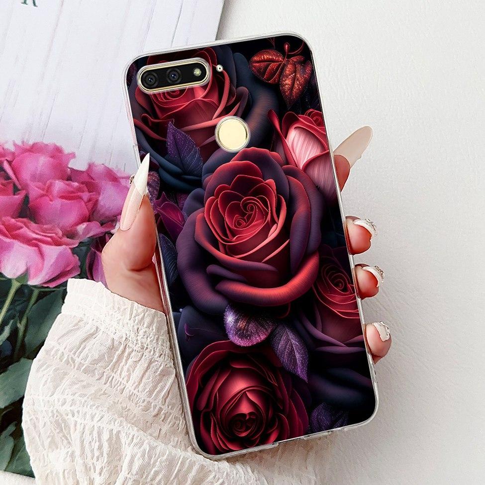 For Huawei Y6 Prime 2018 Case Clear Cute Fashion Flowers Luxury Painted Cover For Huawei Y6Prime 2018 Phone Case ATU-L42 ATU-L31