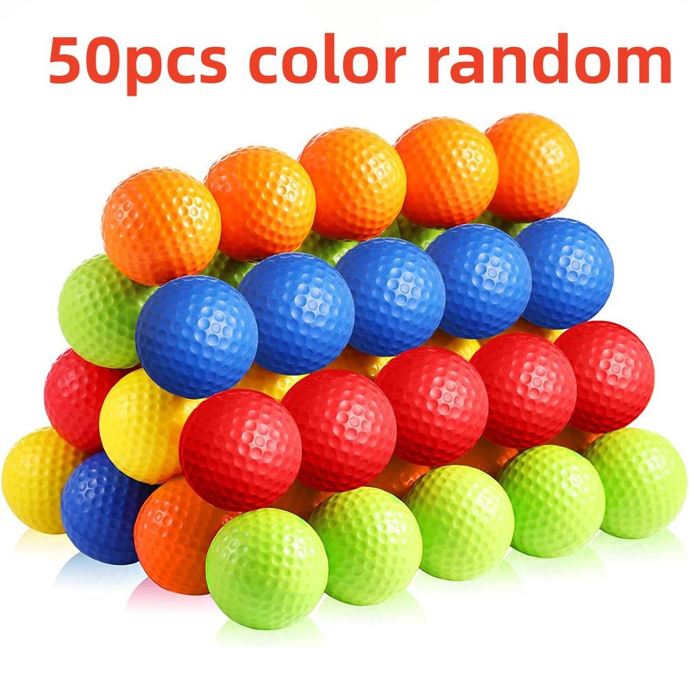 20/50Pcs Pu Plastic Golf Practice Balls Real Feel Flight Training Balls Indoor Outdoor Backyard Universal Random Color Hardness