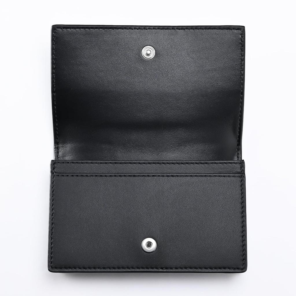 Bottega Veneta Small Card Case Nero Intrecciato Leather Cassette Business Card Case for Men and Women (651396 V3UO3) [Brand Name] [Used]