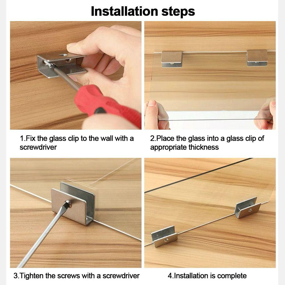 Replacement Parts Stainless Steel Glass Shelf Brackets Adjustable Heavy Duty Glass Support Silver Wood Glass Shelves Clamp