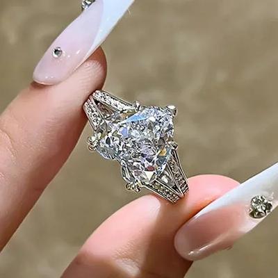 Luxury Heart Cubic Zirconia Crystal Rings For Women Engagement Wedding Band Fashion Accessories Color Love Jewelry