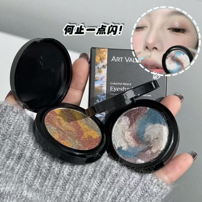 Multicolor Shimmer Glitter Three Color Cream Eyeshadow Palette For Women
