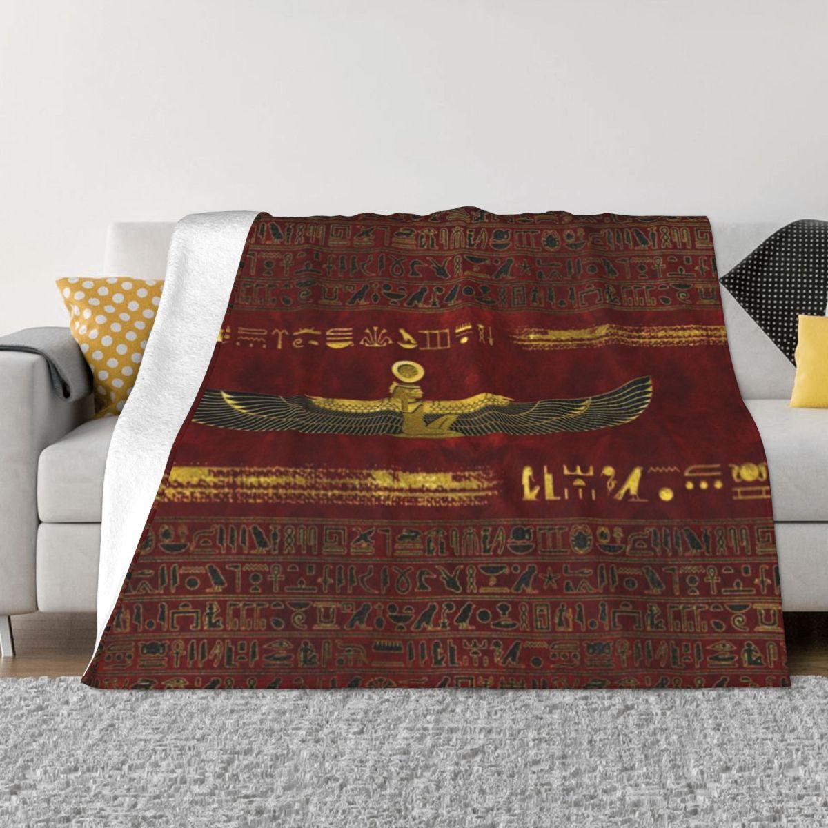 Golden Egyptian God Ornament On Red Leather Personalized Travel An Ultra-Soft Micro Fleece Blanket 30x40in