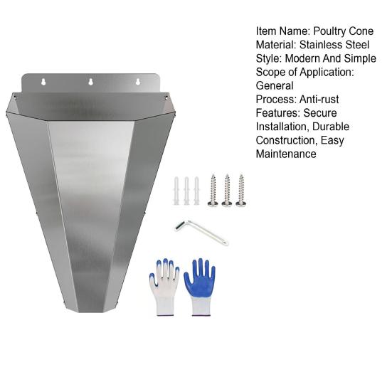 Edelstahl Geflügel Fixierkegel Huhn Mittlere Größe Tötungskegel mit Sicherheitshandschuhen Leicht zu Reinigen Schlachtkegel