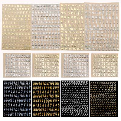 Pegatinas Decorativas de Letras del Alfabeto y Números de 2-9 mm Relleno de Resina Epoxi Dorado Plateado Para Moldes de Silicona DIY Rellenos para Manualidades