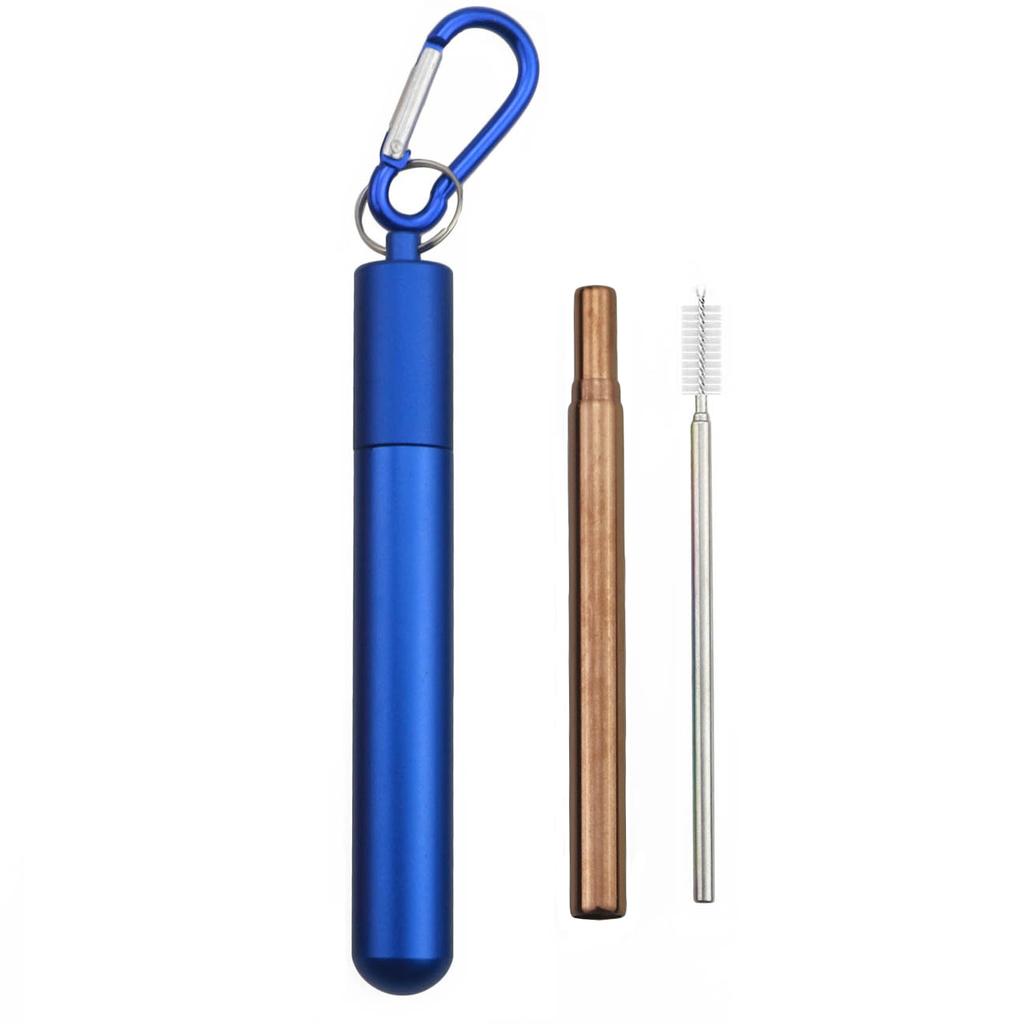 Reusable Telescopic Straw 304 Stainless Steel Metal Straw with Cleaning Brush Collapsible Portable Drinking Straw Set for Travel