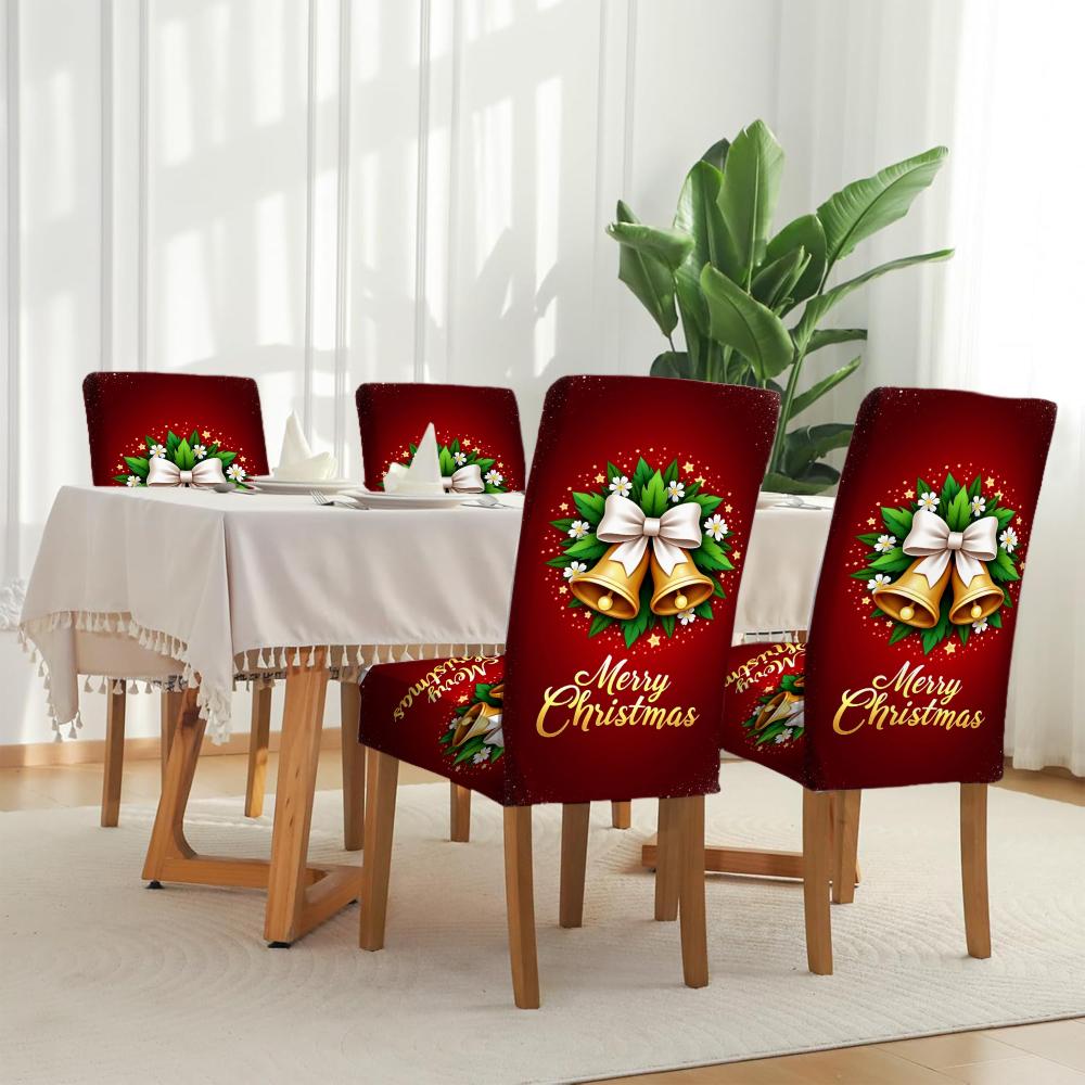 Christmas Bell Pattern Spandex Chair Cover Holiday Party Table Decoration Home Supplies