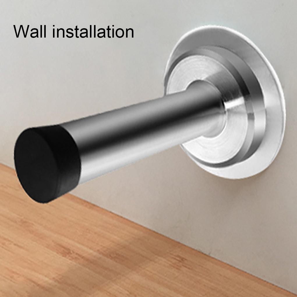 Silver Stainless Steel Door Stopper - Safe Reliable And Easy Installation Bathroom Door Stop Door Stops Holder