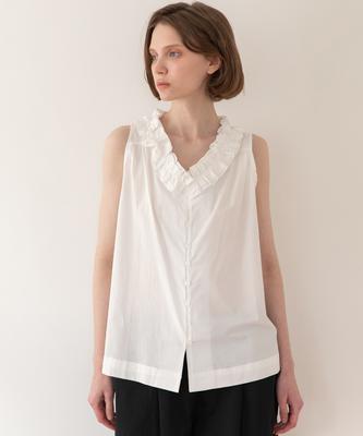 JMARKNEWYORK Sleeveless Frill Blouse - White