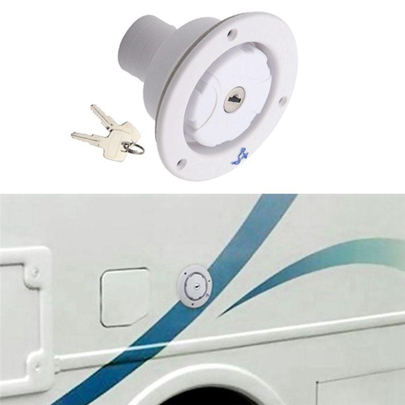 A03E-Lockable Filler Neck For Water Tanks Caravan Fresh Water Fill Hatch Inlet Camper Trailer Tank Caps RV Accessory