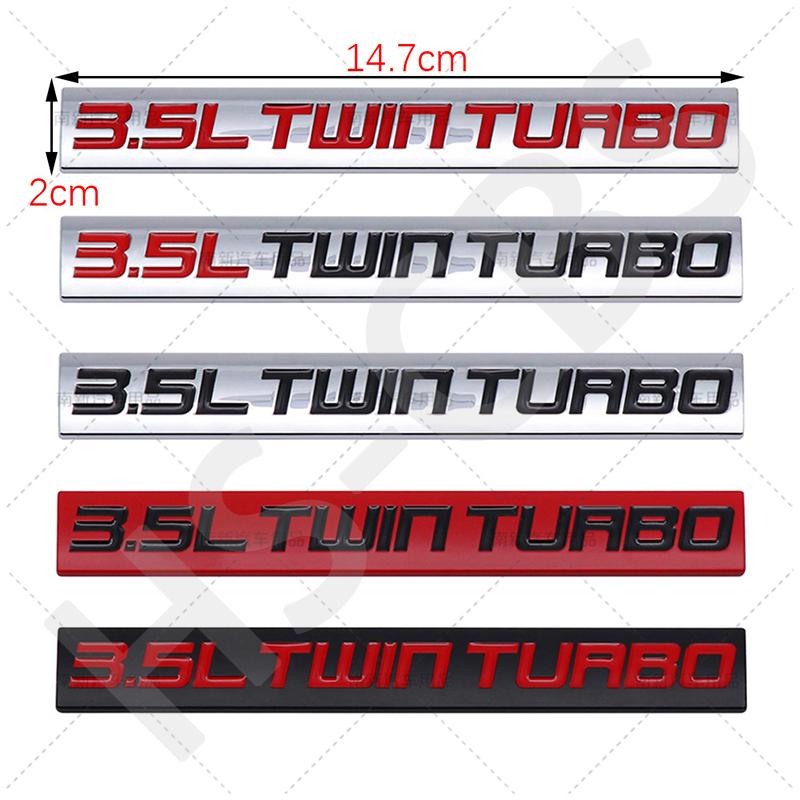 1Pc 3D Metal Twin Turbocharged  Engine Badge 3.5L Twin Turbo Emblem Logo Auto Rear Trunk Decal Stickers Car Styling Accessories