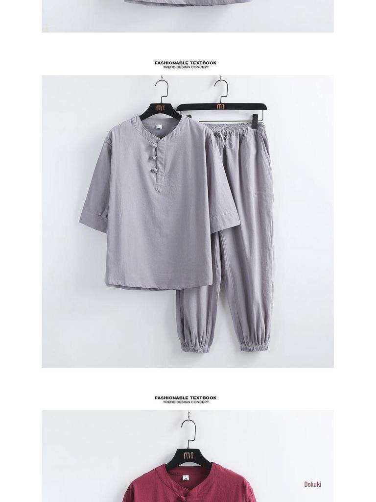Men’s Taoist Meditation Suit – Summer Cotton-Linen Zen Tang-Style