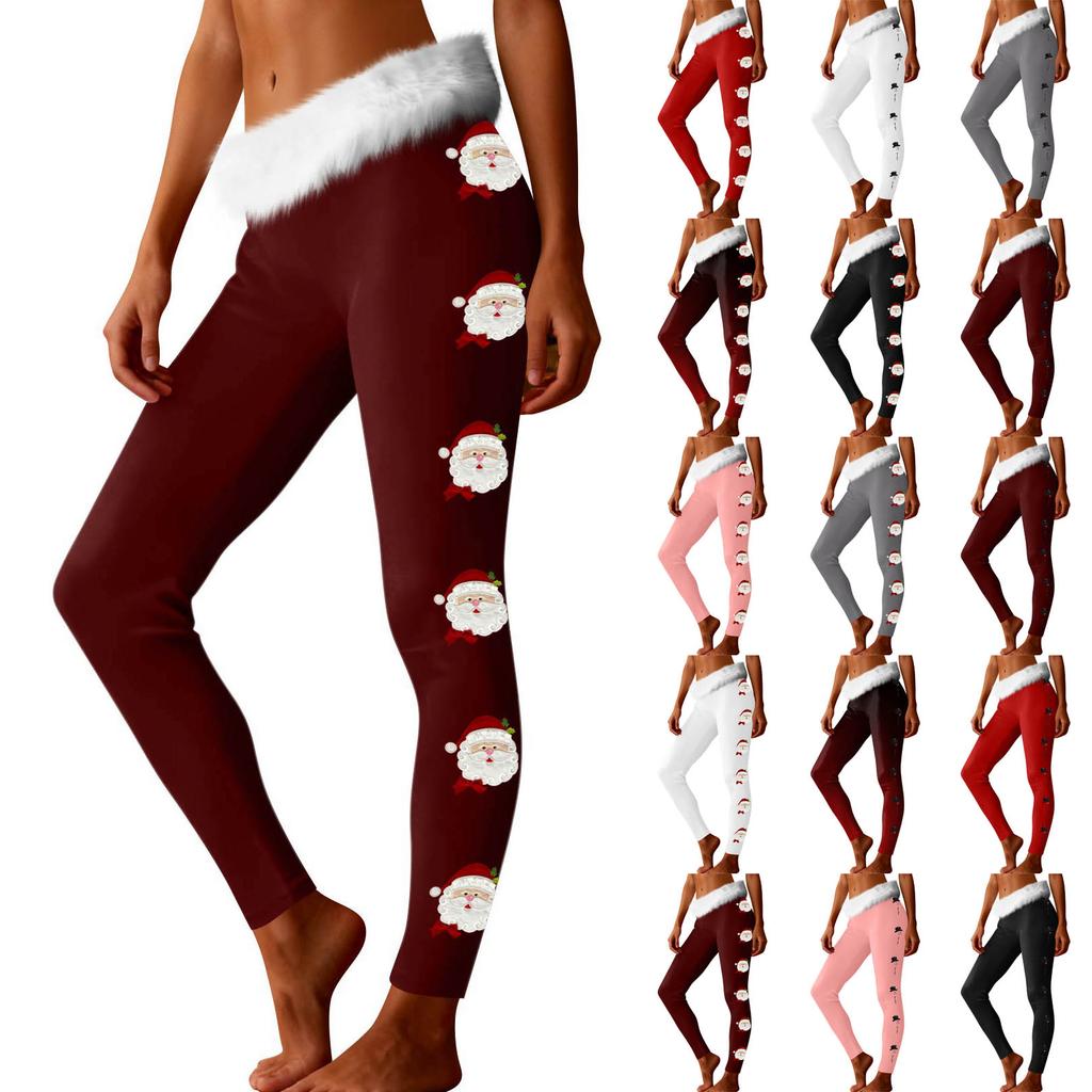 Women's Fashion Casual Fleece-Lined Patchwork Print Straight-Leg Pants