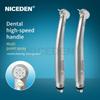 Niceden Zubná LED vysokorýchlostná vzduchová turbínová násadka so samonapájacím E-generátorom, optické vlákno, tlačidlové upínanie, štandardná/mini hlavička, 2/4 otvory