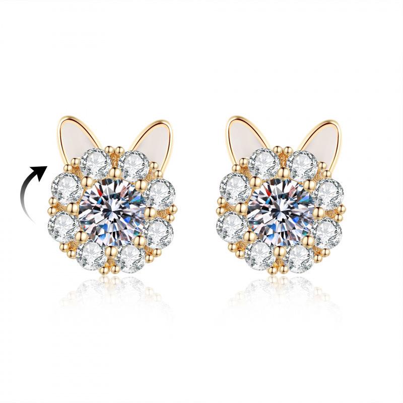 Zhuanzhuan Lucky Cat Adjustable Zircon Ring Set - Elegant Women's Light Luxury Jewelry