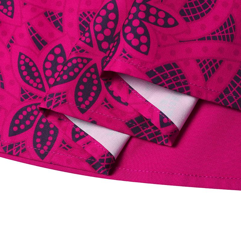 Women Plus Size Round Neck Long Sleeve Printed Loose Long Dresses