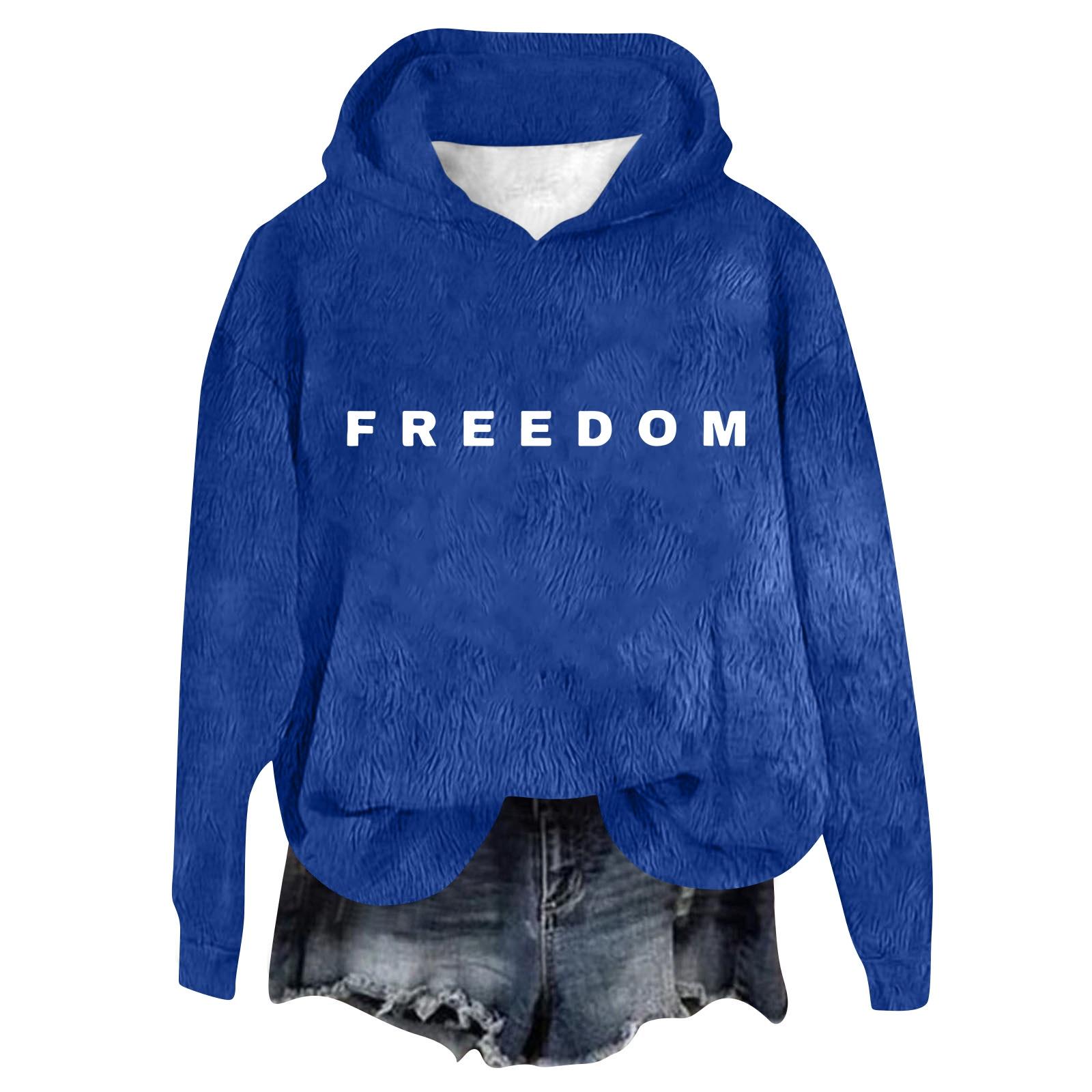 

Женский фланелевый топ с капюшоном и длинным рукавом с принтом, толстовка с капюшоном L синий