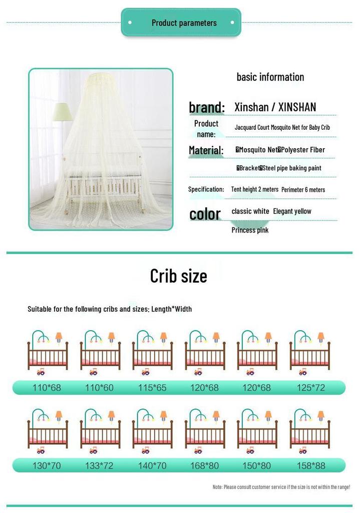 Enlarged Baby Cradle Mosquito Net with Stand - Insect Proof Jacquard Cover