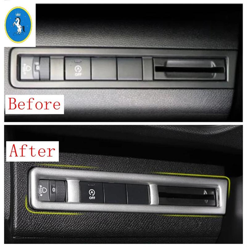 Head Lights Lamps Switch Control Button Panel Cover Trim For Peugeot 3008 5008 GT 2017 -  Carbon Fiber Interior Accessories