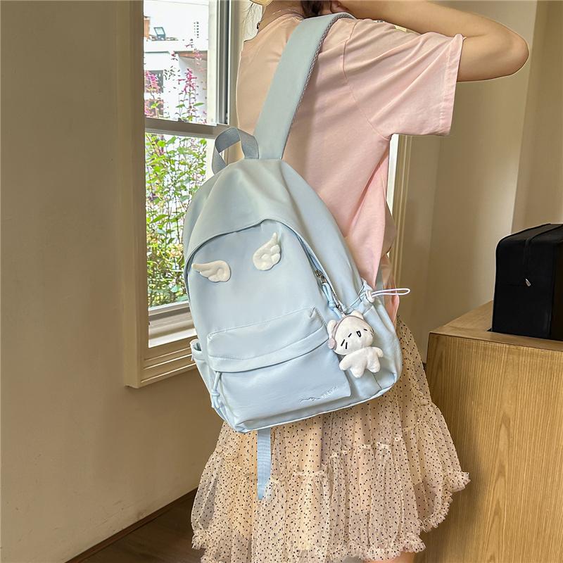 Solid Color Student Schoolbag Women's Backpack