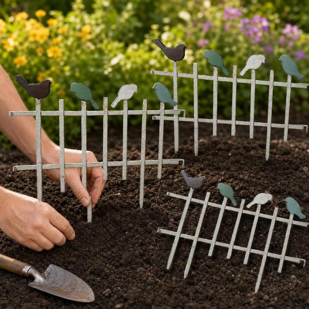 Decorative Bird Garden Fence Panel for Climbing Plants, Outdoor Iron Art Trellis Border Edging