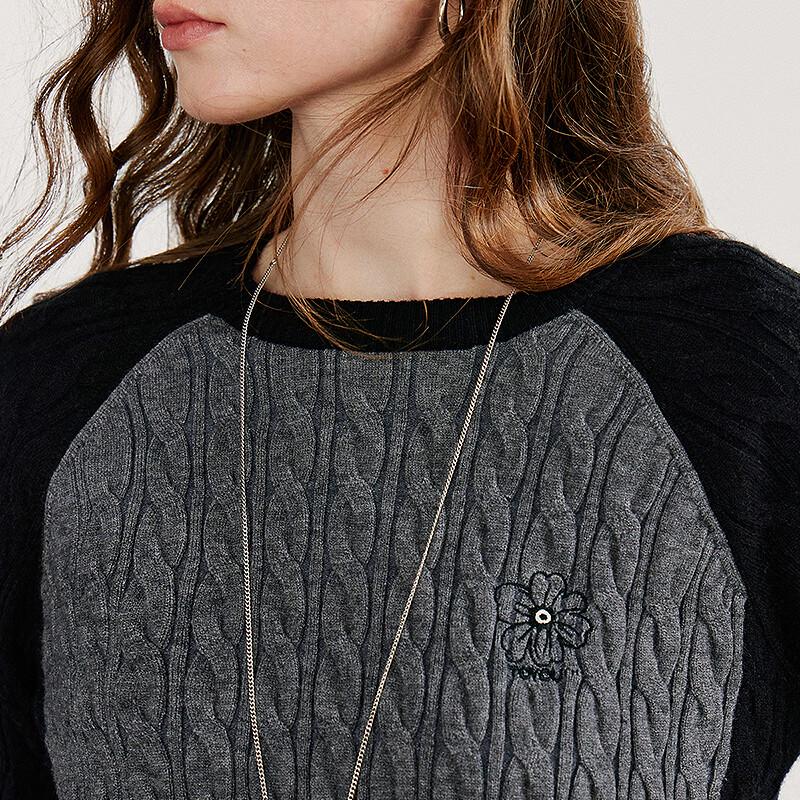 Chuyu Women's Retro Color-Block Knit Top