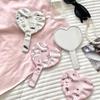 Portable Handheld Makeup Mirror Water Ripple Eyelash Extension Tool Electroplate Mirror Love Shape Beauty Accessories