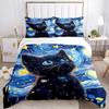 3pcs Starry Night Kitten Printed Quilt Set - Soft and Comfortable Quilt Cover for Bedroom, Guest Room and Dormitory Decorative Bedding Set 1