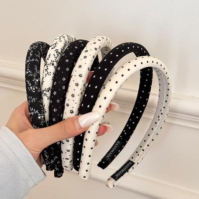 Korean Version of Dot Star Flower Versatile Headband Female Retro High Cranial Top Sponge Headband Spring and Summer Floral New