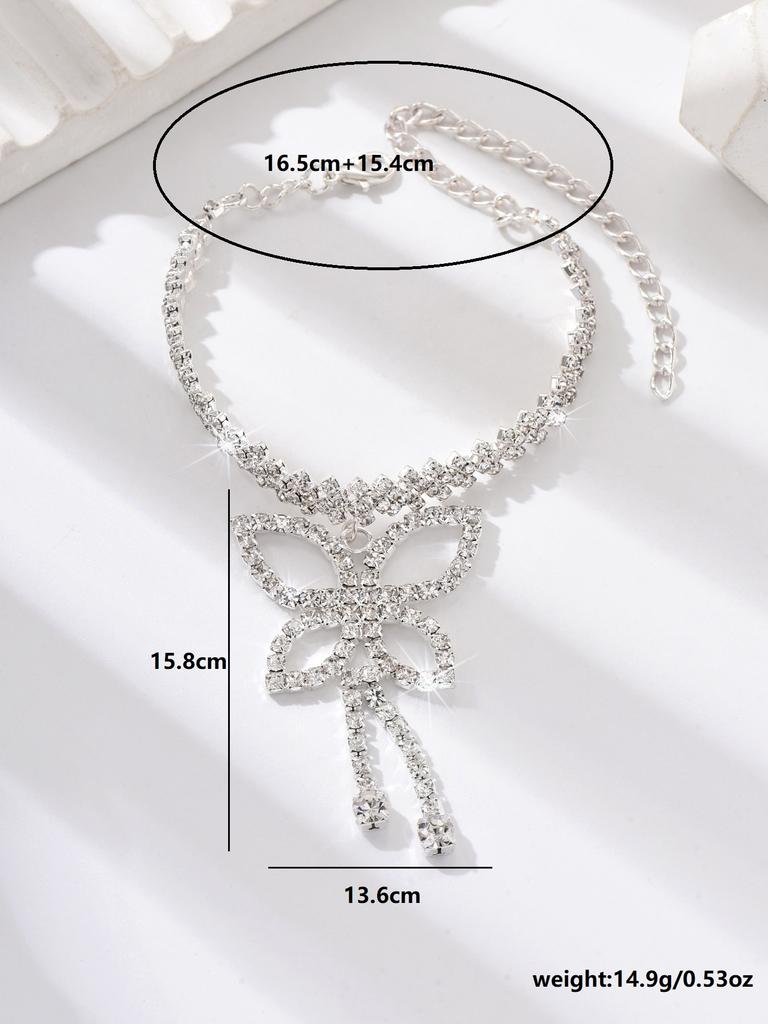 1PC Women's Fashion Trend Butterfly Tassel Ankle Chain Zircon Suitable for Dates, Parties, Holidays, Gifts