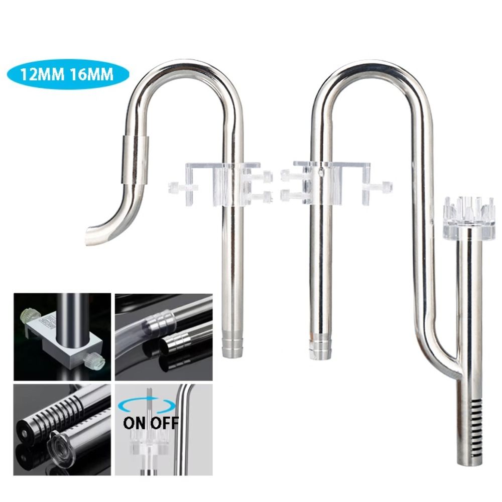 12/16mm Inflow Outflow  Pipe 360 Degree Rotation Stainless Steel Extension Tube  Aquarium