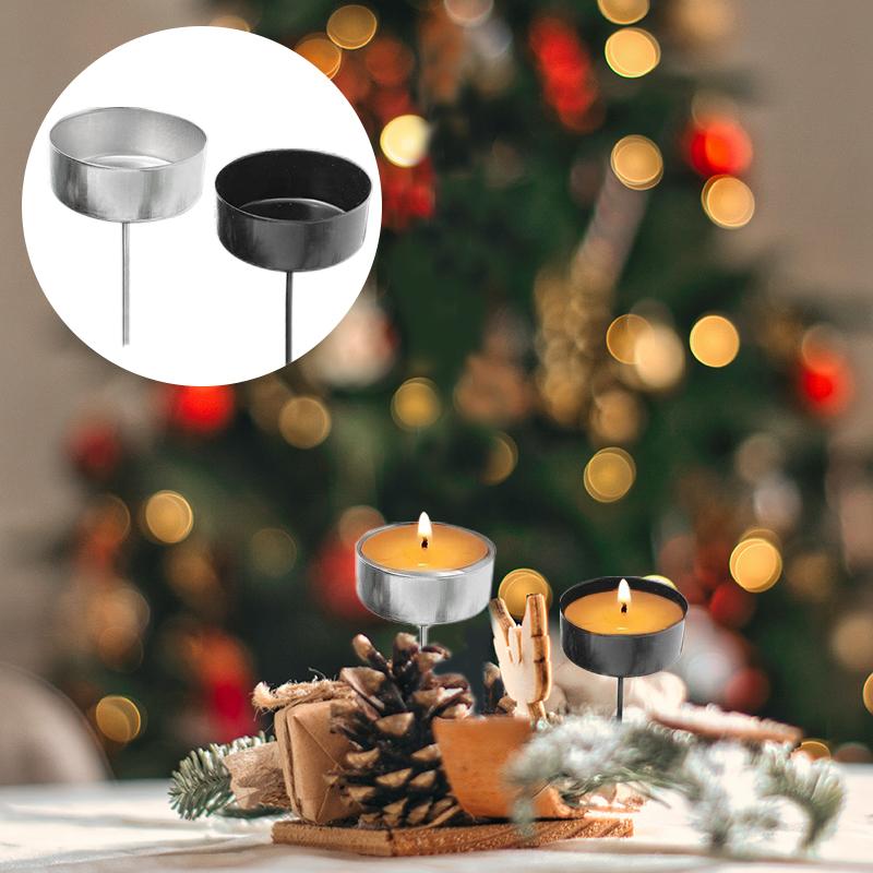 4PCS Holiday Table Decor Iron Candle Cups Iron Rustic Iron Tea Light Containers 4.2cm