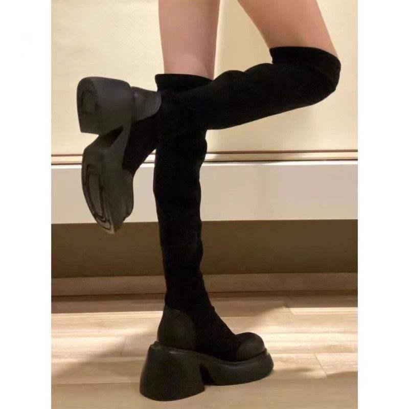 Women's New European & American Style Thick-Soled Elastic Over-the-Knee Slimming Knight Boots