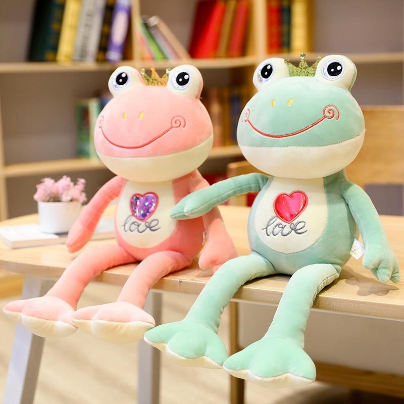 35cm-100cm Crown Frog Long Legs Plush Toy Soft Stuffed Cartoon Animal Frog Doll Baby Toys Kids Girls Birthday Gifts