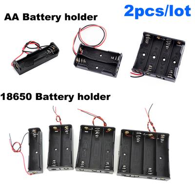 1 2 3 4 Steckplätze Anschlüsse AA 18650 1,5 V 3,7 V Strom Batterie Aufbewahrung Anschlusskabel Gehäuse Box Halter Anschlusskabel Draht schwarz für Reparaturwerkzeuge Schwarz