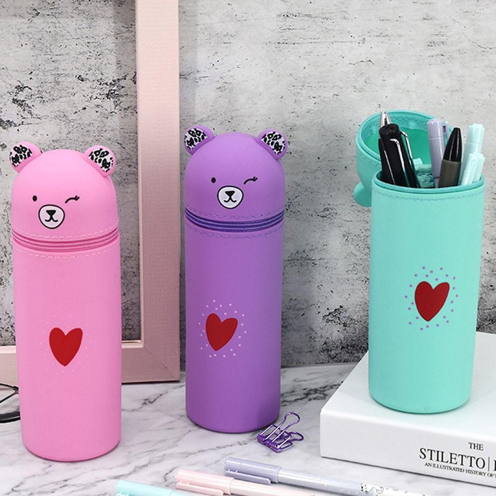 

Silicone Pencil Case Portable Desk Organizer New Makeup Bag Student School Supplies