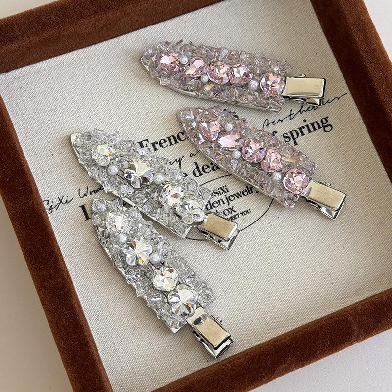 Korean Style Elegant Shiny Rhinestone Seamless Hair Clip Simple Versatile Fashion Side Clip Hair Accessories