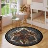 Vintage Mosaic Tile Pattern Round Floor Mat, Classic Geometric & Stained Glass Style for Entryway or Living Room Decor