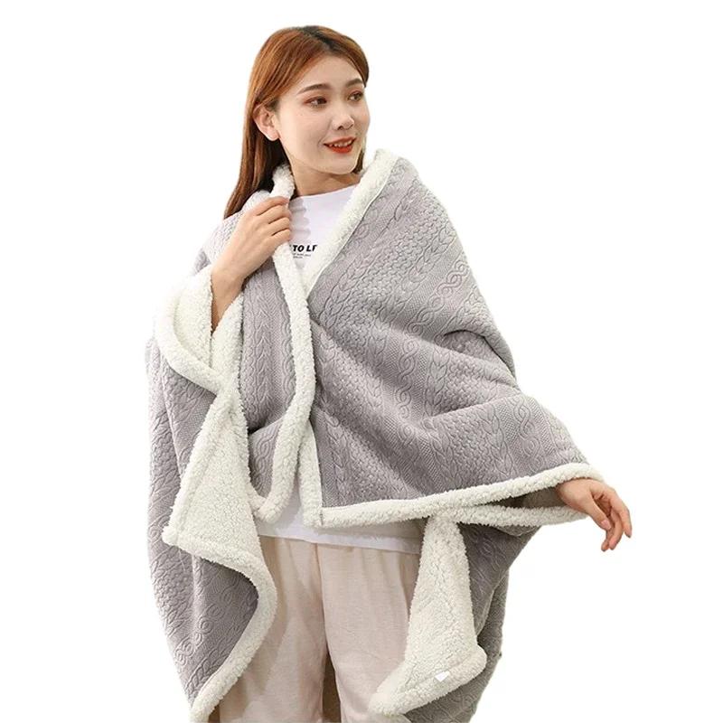 

Пледы-шарфы 85x120 см, толстый флис, теплые, для офиса, дома, для сна, накидка, теплый пончо-чехол, плед-шарф для офисного сна 85X120m