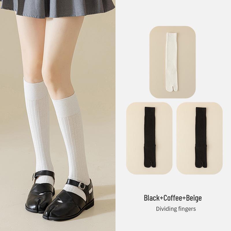 Women's Split Toe Over Knee Slimming Socks - Spring Autumn Cotton Two Toe Long Socks
