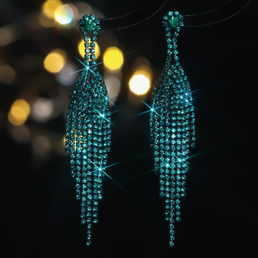 Classic Vintage Green Long Fringed Earrings